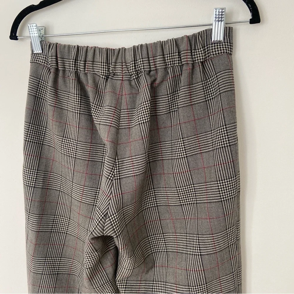 Aritzia Babaton Conan Pant Grey Check Print High Rise Pull On Trousers size 4 - Picture 6 of 9